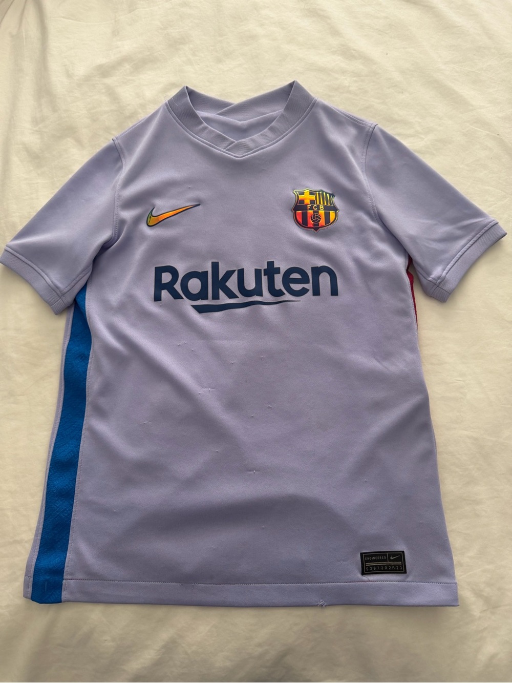 Nike FC Barcelona Kids Youth Medium, Number 10 Messi,Little snags/Hole in bottom